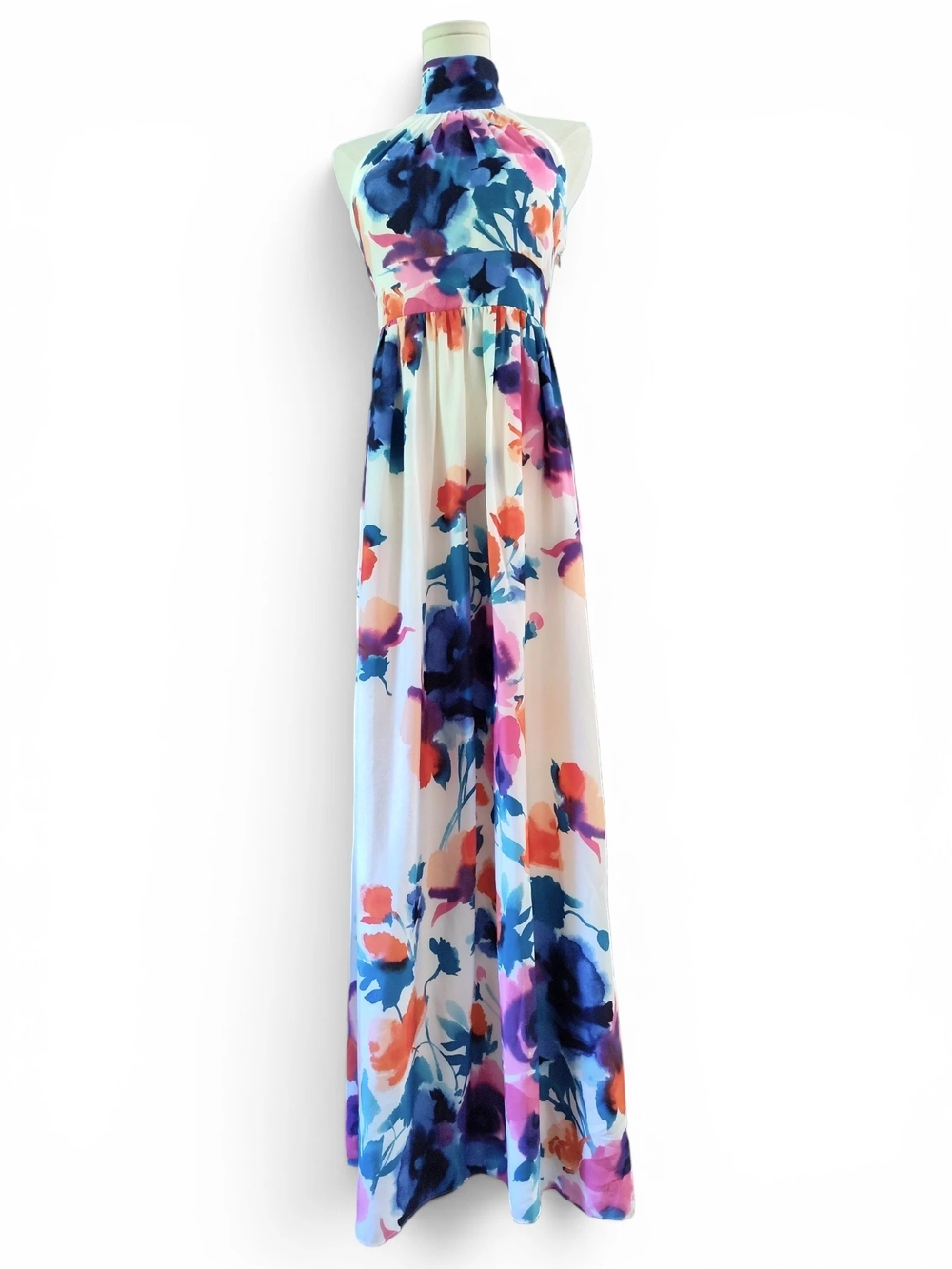 Eliza J Watercolor Floral Print Halter Maxi Dress Womens Size 6 - Picture 7 of 13